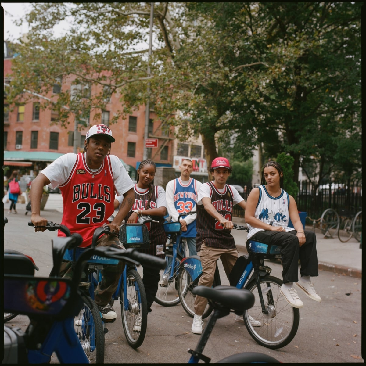 NBA fans on bikes
