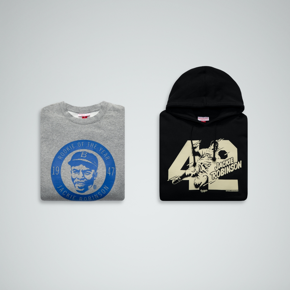 42 black sweatshirt and grey jackie robinson t-shirt