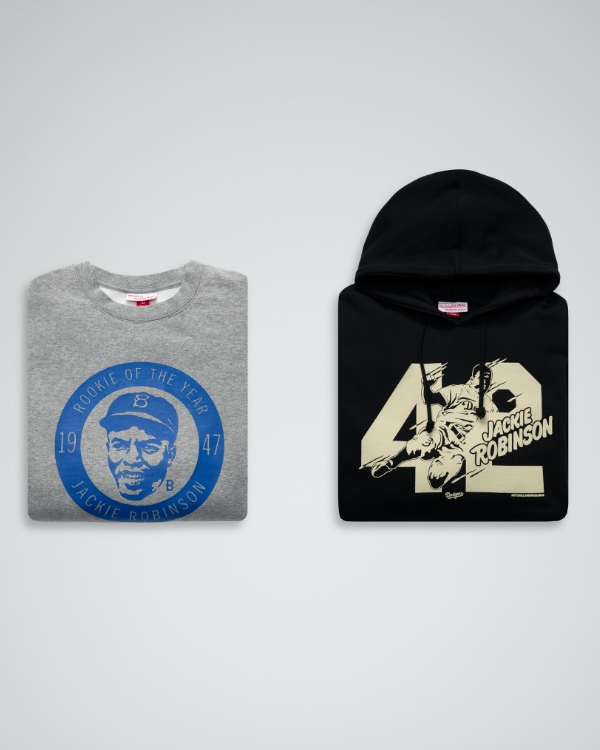 42 black sweatshirt and grey jackie robinson t-shirt